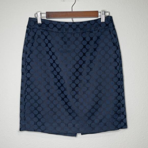 Banana Republic Navy Blue Polka Dot Pencil Skirt Size 4 Lined Career Workwear - Picture 1 of 11